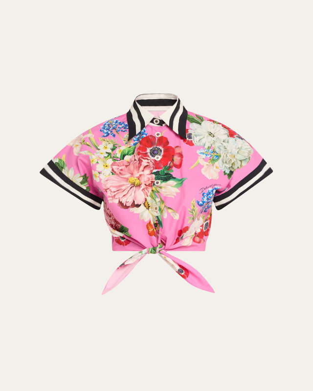 Floral Crop Button-Down Shirt